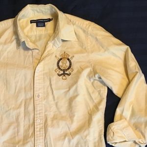 EUC Ralph Lauren light yellow button down polo